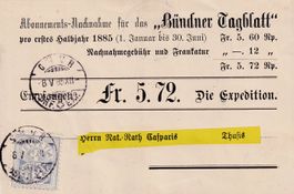 1885: Ziffermuster Nr. 56, NN-Karte "Bündner Tagblatt"
