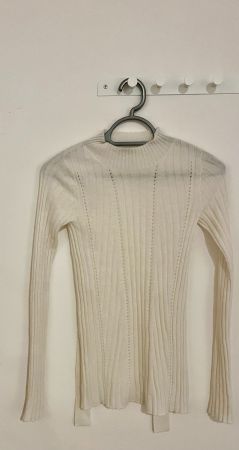 AllSaints Damenpullover, Gr. M, weiss, Rückenausschnitt