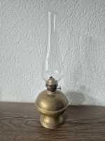 Öllampe mit Messing und Glas, Petroleumlampe Vintage 