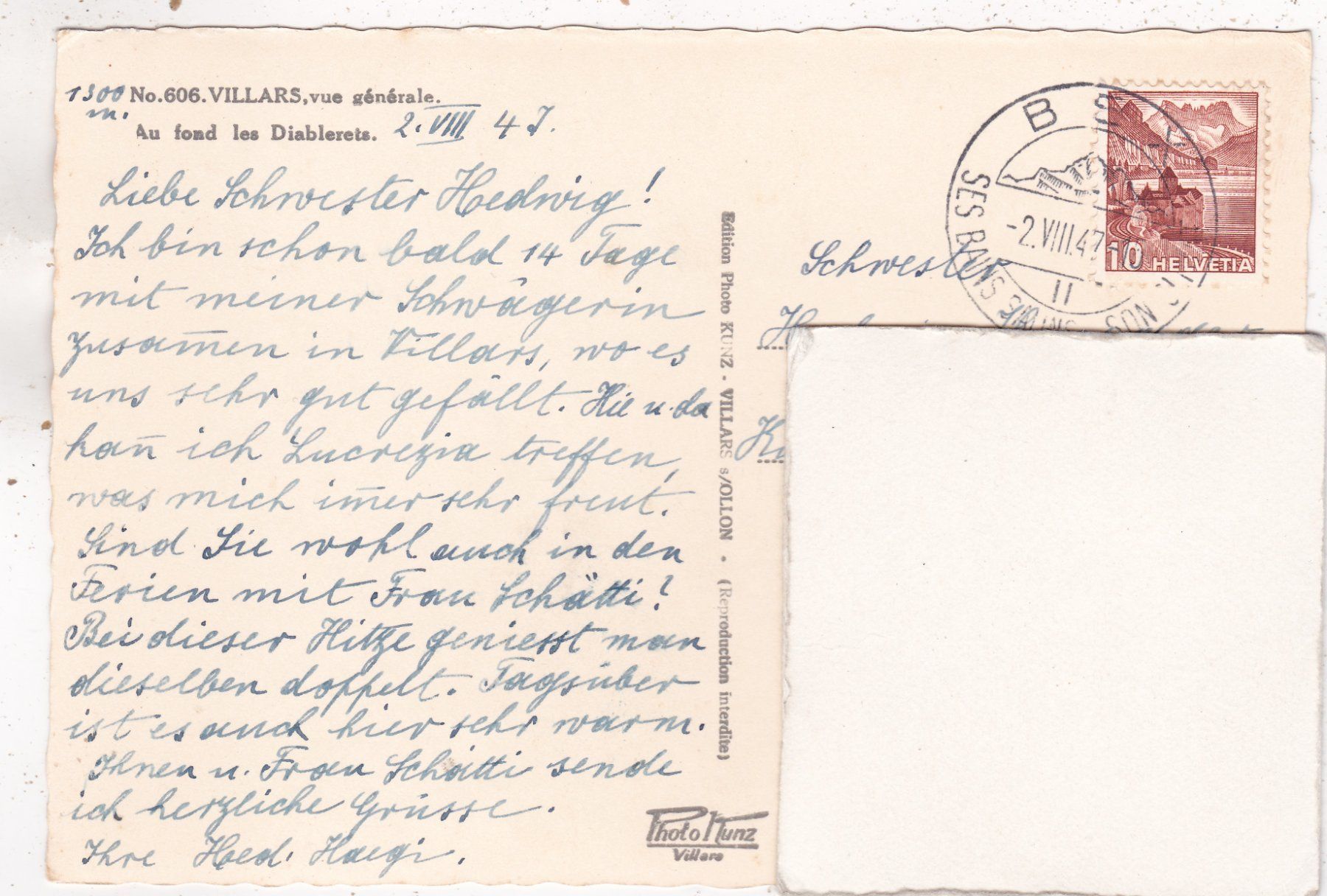 Cartoline postali: Villars 1947 – Usato da Herisau venduto da Lisegrat2008 1