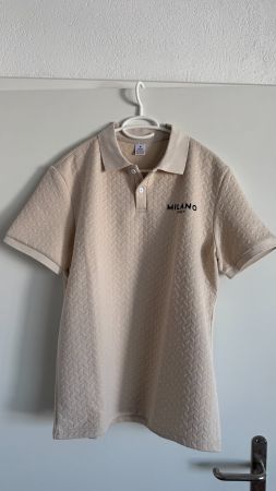 MILANO ITALY Poloshirt – Beige mit Struktur – Gr. M
