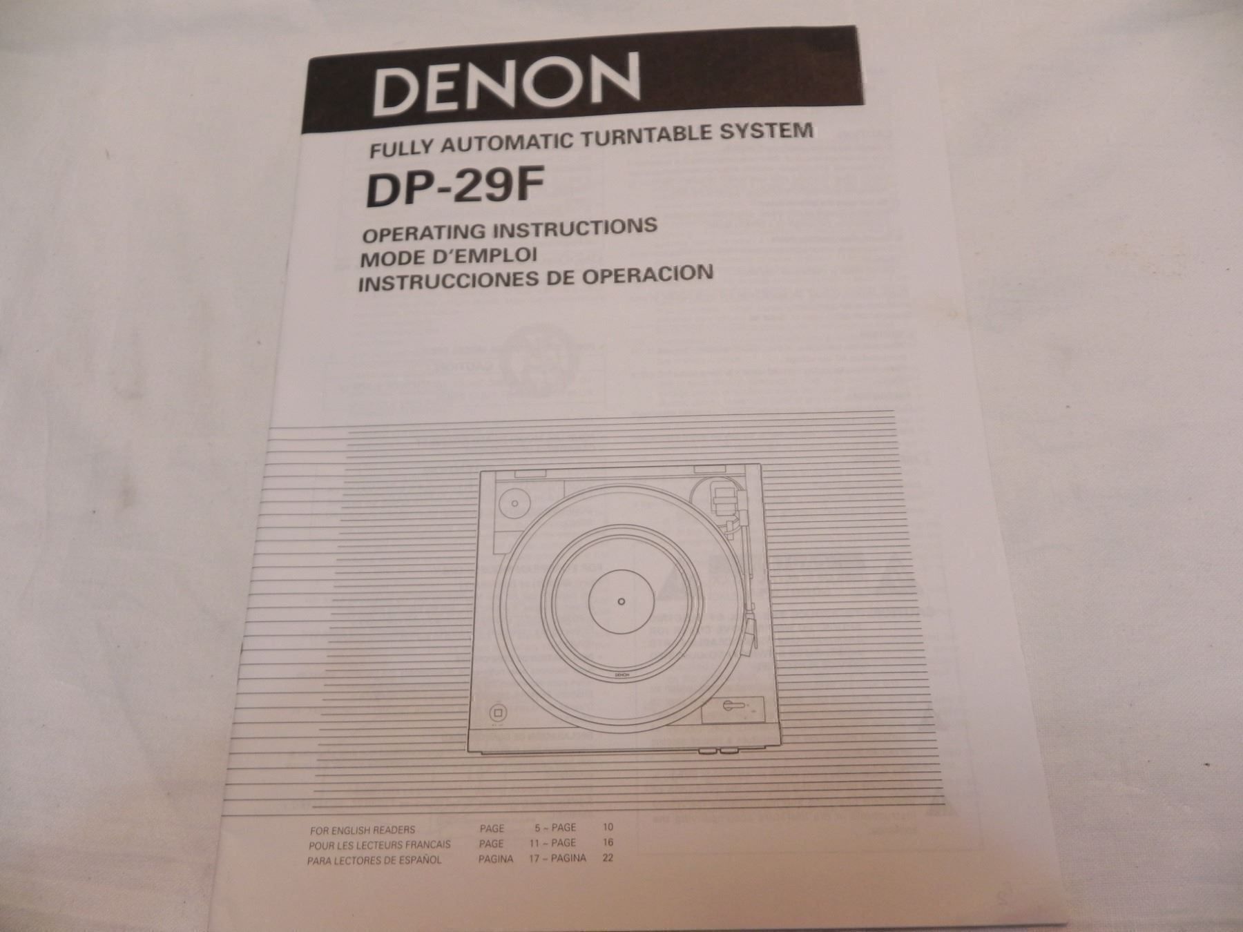 Bücher: MODE D'EMPLOI DENON DP-29F (329) – Gebraucht aus la Chaux-de-Fonds von Lampe 1