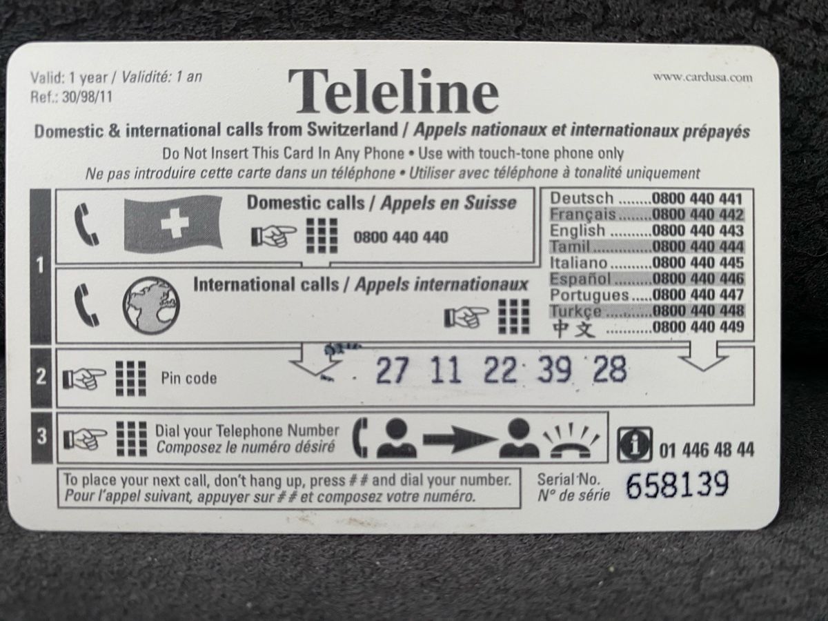 Cartes de téléphone: Teleline – D'occasion à Lausanne par babacard10 1