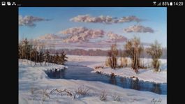 Ölgemälde Winterlandschaft Fluss gerahmt gebraucht