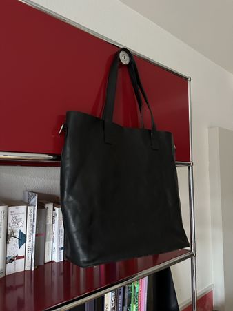 Vintage Leather Shopper Black 