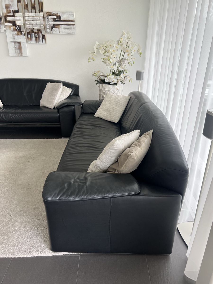 Divani: Leder Sofa, Designer Tisch, Teppich und Wandbild – Usato da Niederuzwil venduto da thumahabip 4
