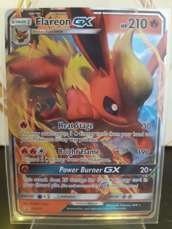 thumbnail image 2 of Pokemon Flareon GX SM171 Black Star Promo Card - Holo Rare Single Trading Card 2 of 13