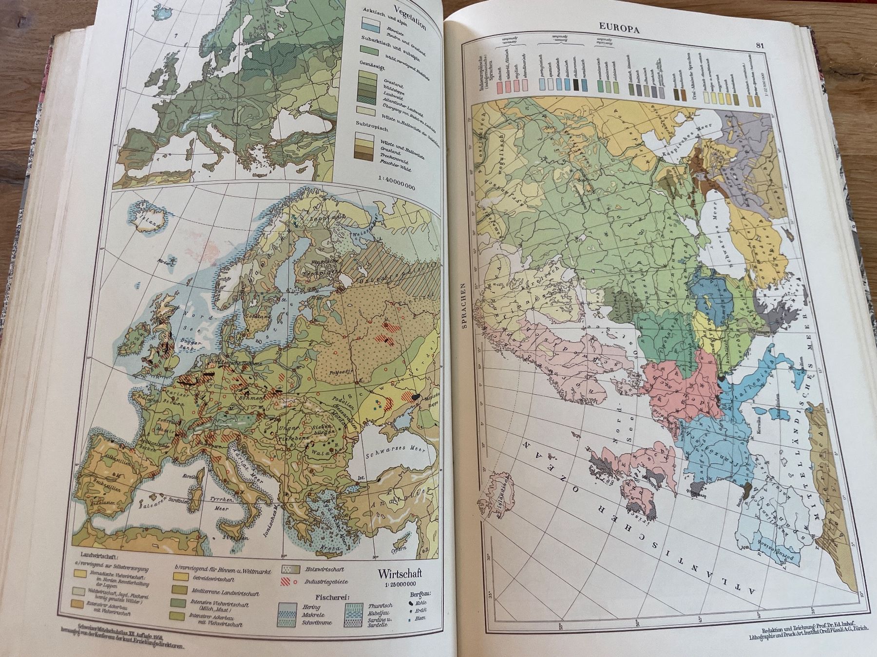 Libri: Schweizerischer Mittelschulatlas 12. Auflage 1958 – Usato da Winterthur venduto da cheerio97 6