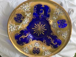 Vintage Traumhafte Bohemia Obstschale 24K vergoldet 33cm
