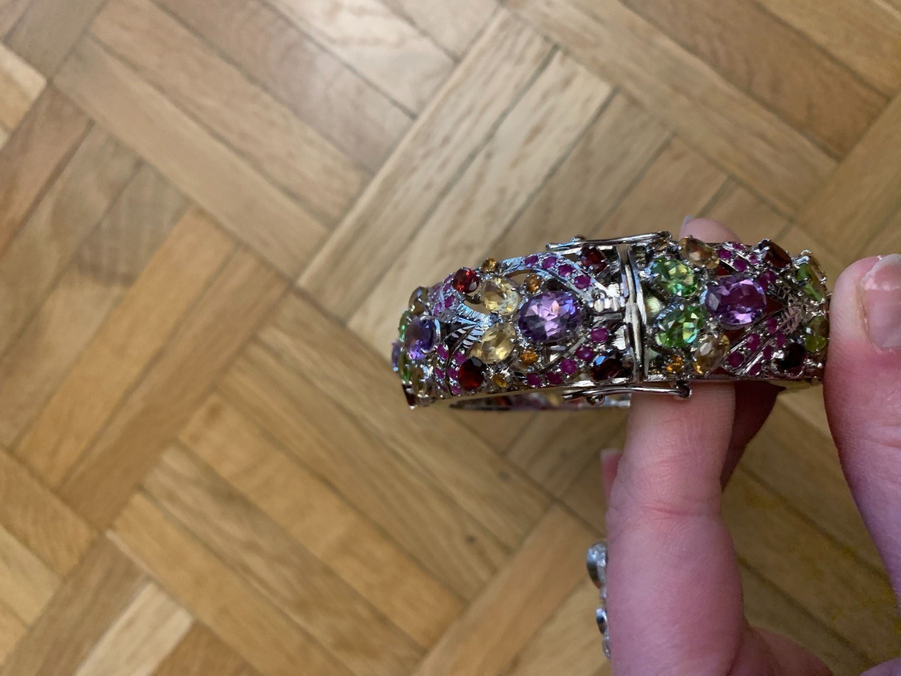 Bracciali & Braccialetti: Massiver Silberarmreif mit Edelsteinen – Nuovo (secondo la descrizione) da Birsfelden venduto da Exclusivity 3