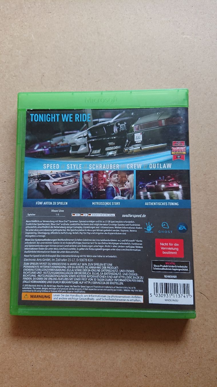 Jeux: Need for Speed xbox one  – D'occasion à Chur par FreakofRarity 1