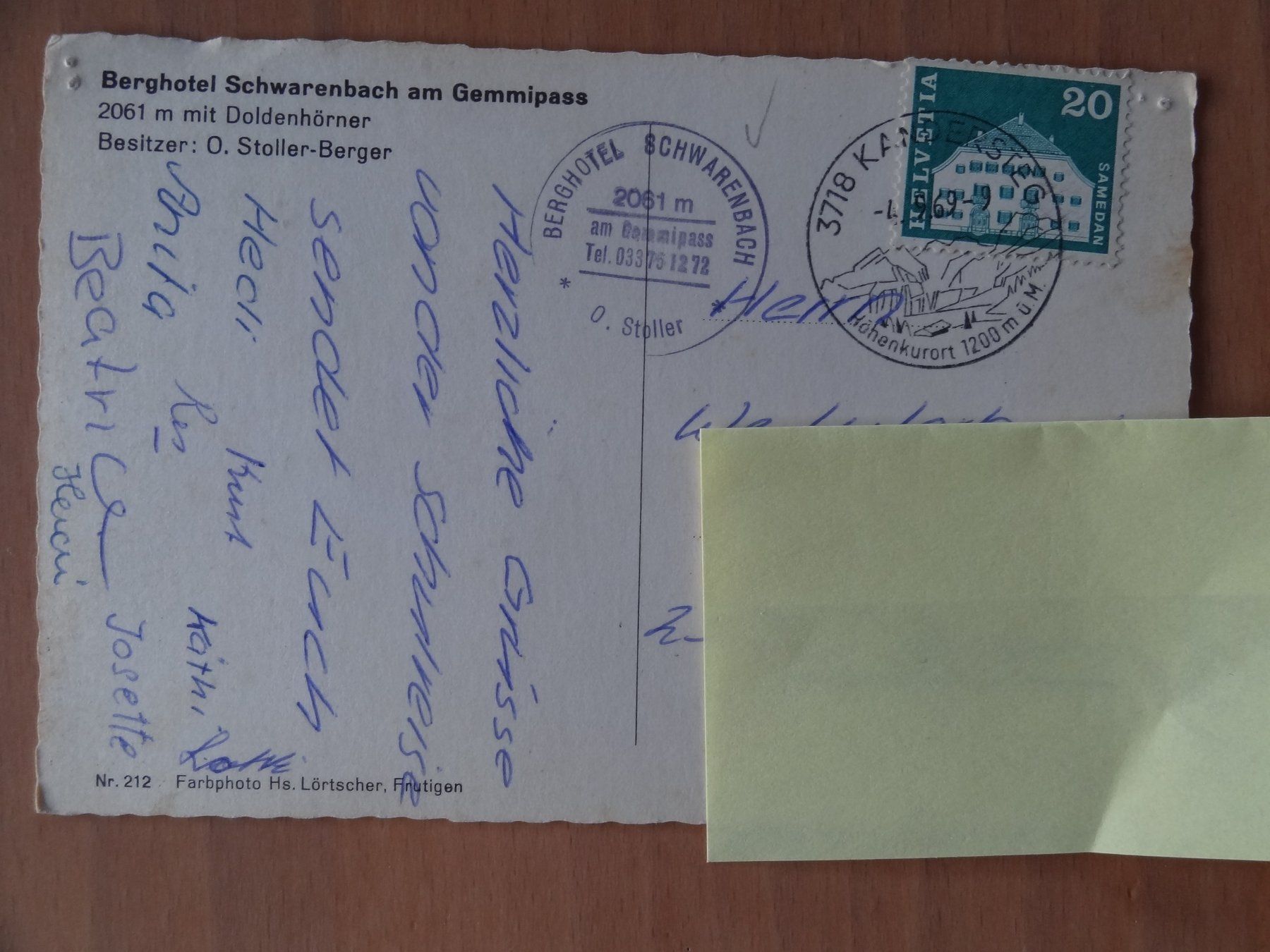 Cartoline postali: Berghotel Schwarenbach - Gemmipass – Usato da St Léonard venduto da Riglin 1