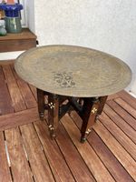Marokkanischer Beistelltisch Holz Messing floral verziert Zu