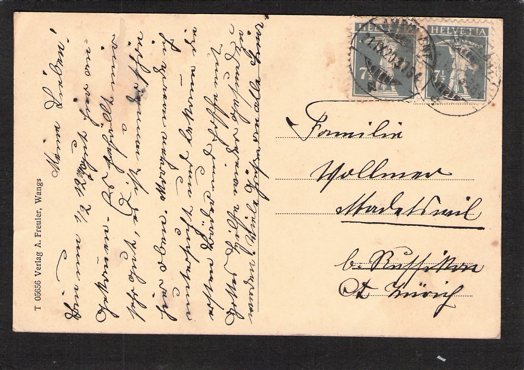 Ansichtskarten: #Kurhaus Wangs SG , gel. 1920 – Gebraucht aus Reichenburg von Pipo-67 1
