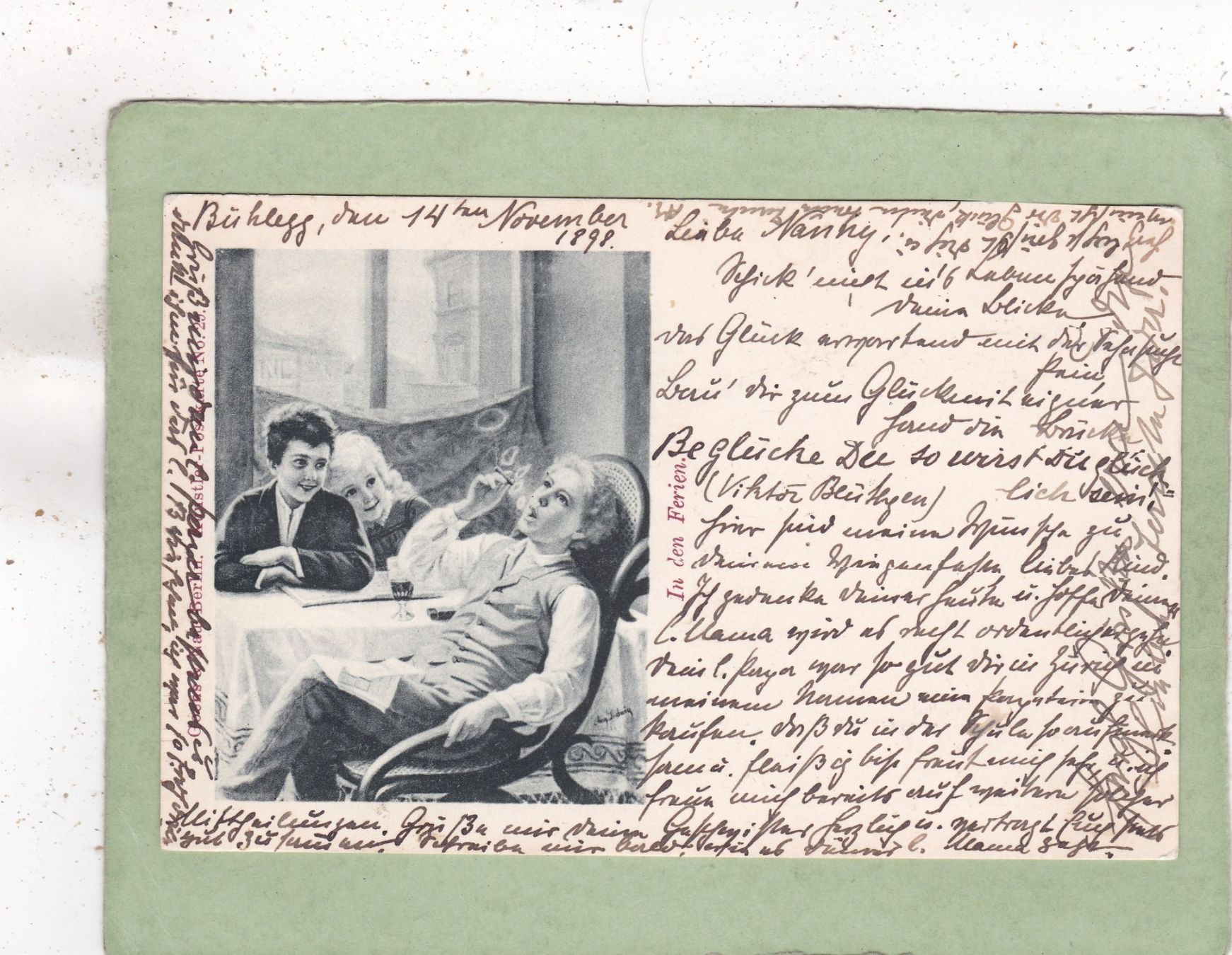 Cartoline postali: Kitsch Kunst  In den Ferien 1898 – Usato da Herisau venduto da Lisegrat2008