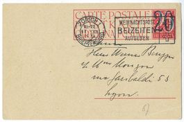 1931 Überdruck-Postkarte Kat-Nr. 94 Maschinenstempel Zürich