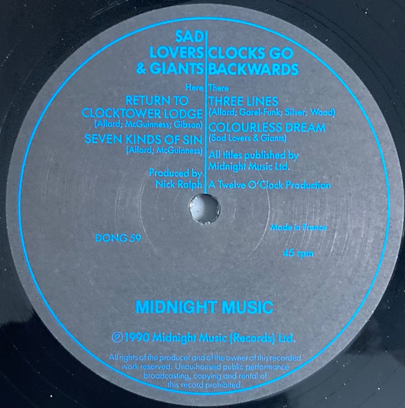 Dischi in vinile: SAD LOVERS AND GIANTS - CLOCKS GO BACKWARDS – Usato da Poliez-Pittet venduto da Newtown-Records 2