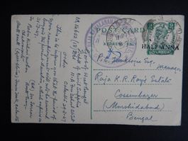 Indien British Postkarte von 1917 nach Bengal