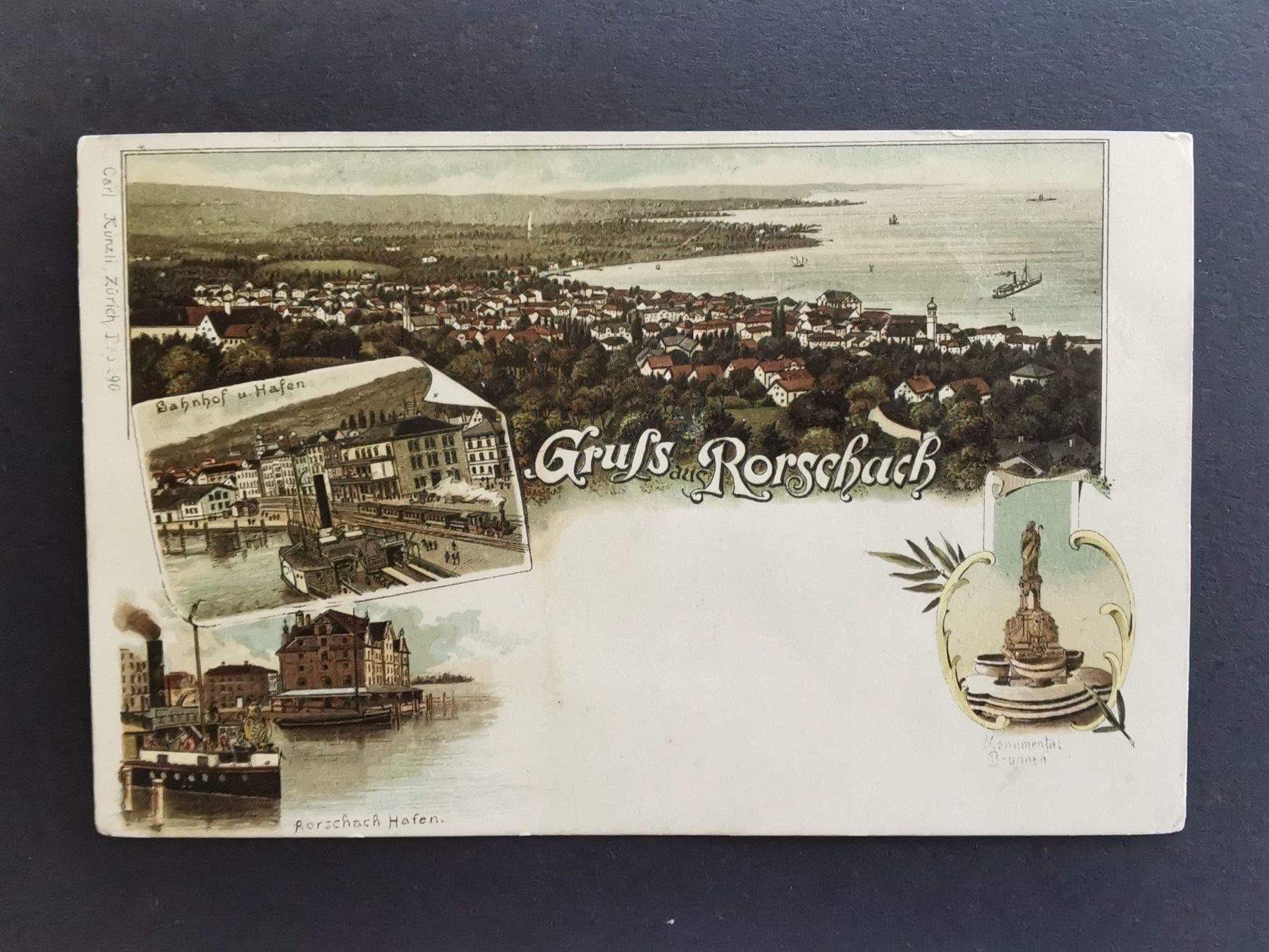 Cartoline postali: Rorschach  Litho  Ansichtskarte   1898  Mehrbildkarte  See – Usato da Rheineck venduto da kat_7gld