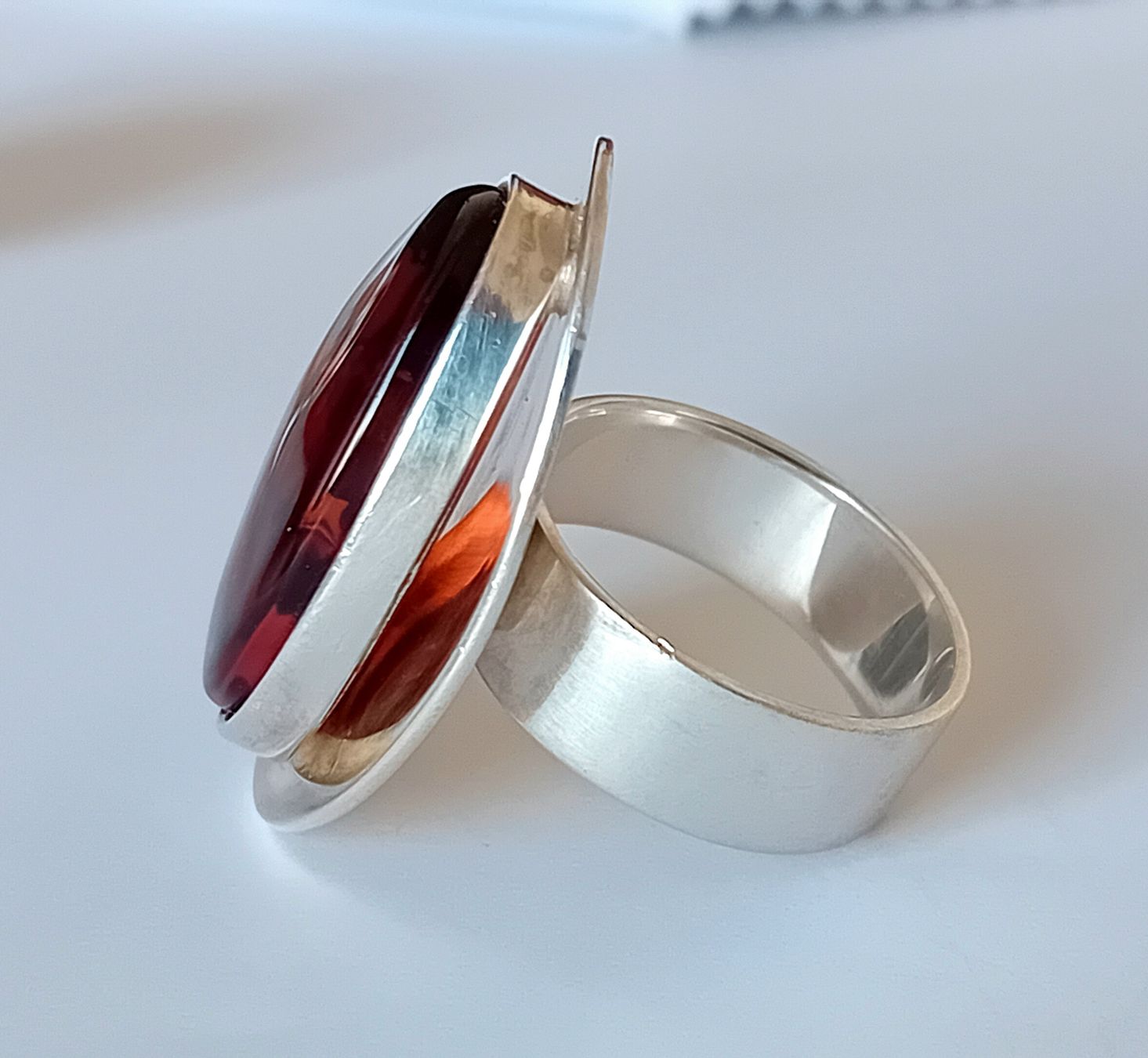 Anelli: Ring Silber mit Cherry Bernstein – Usato da Stans venduto da wer_fd5f 3