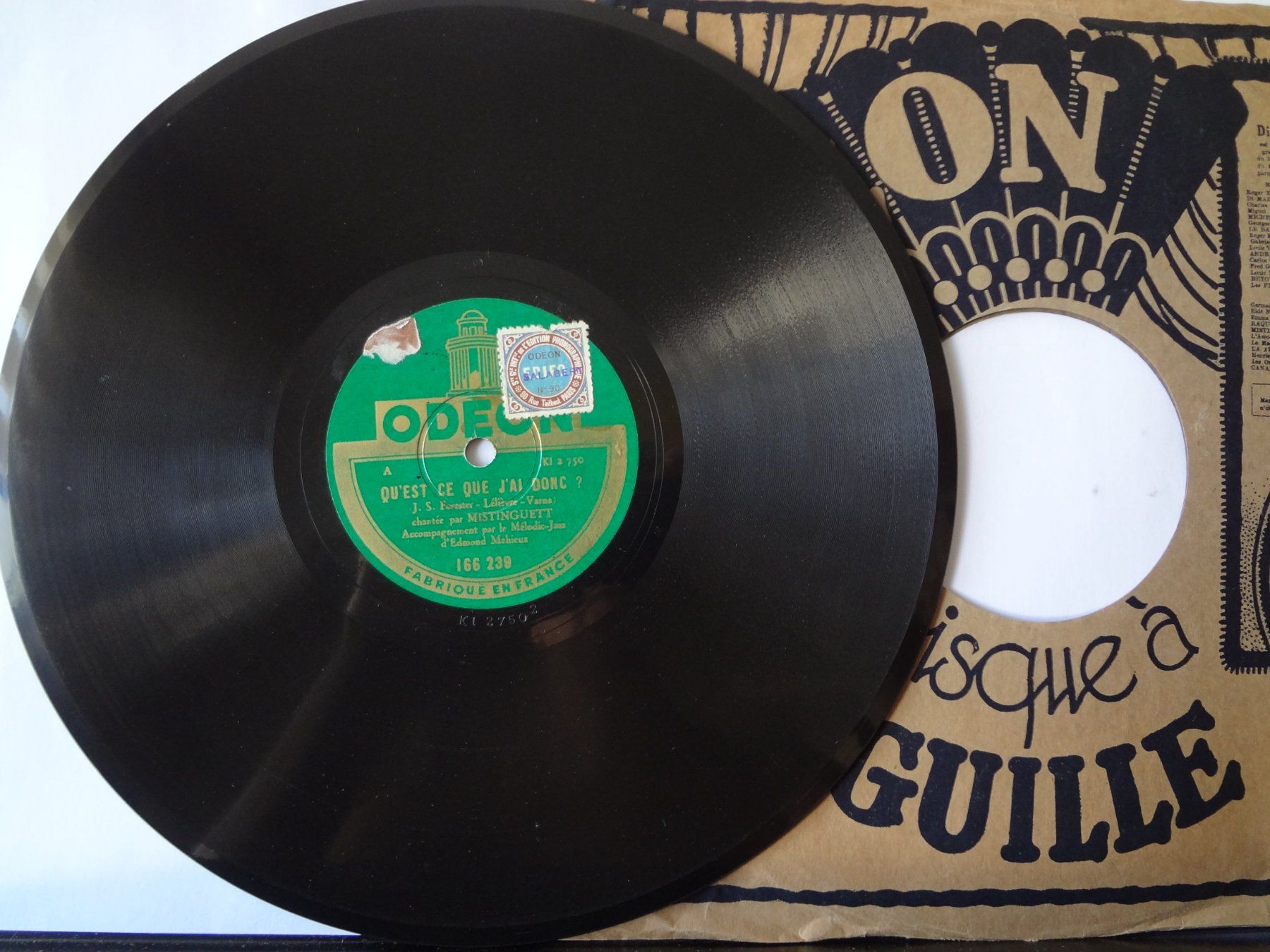 Schallplatten: Disque 78 tours Odéon aiguille de Mistinguett - 166.239 – Gebraucht aus Aigle von Robflac55 2