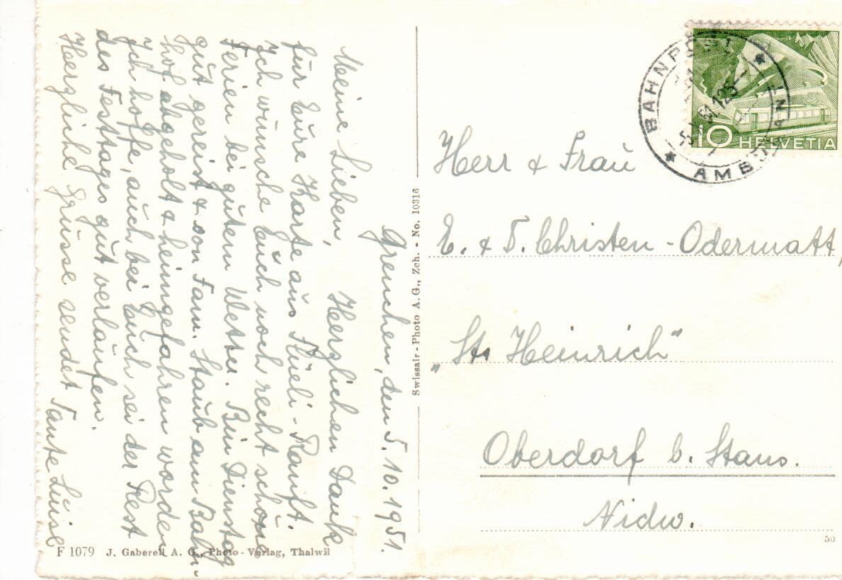 Cartes postales: Grenchen 1951 – D'occasion à Wolhusen par Curver9 1