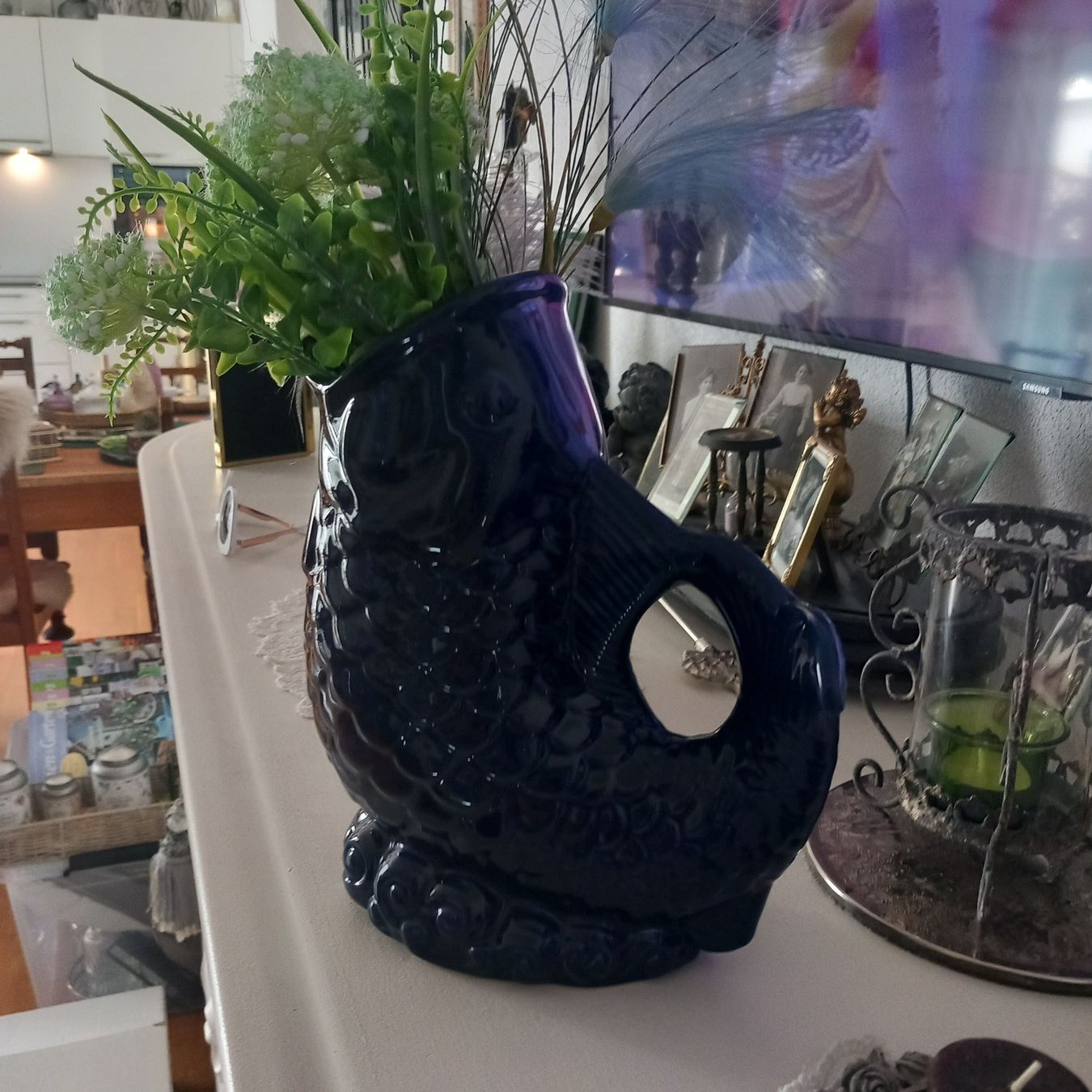 Vasen & Gefässe: Mega:  Blauer Fisch Krug od.Vase /  Keramik – Neu (gemäss Beschreibung) aus Aegerten von gismolini 7