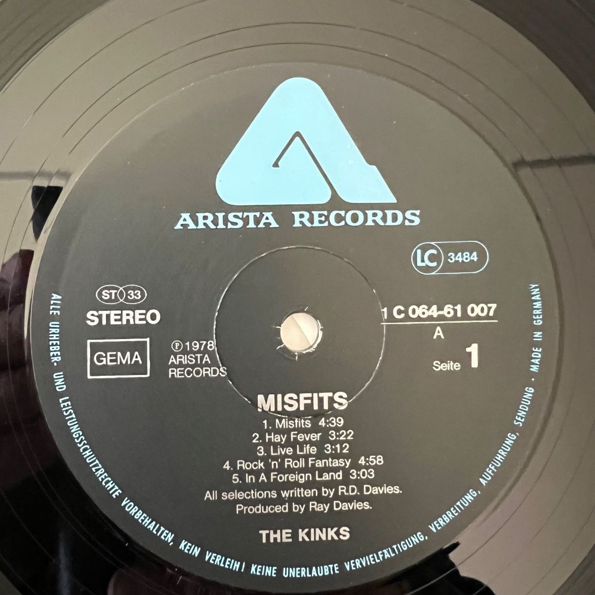 Dischi in vinile: Kinks - Misfits / 1. D-Press. 1978 - TOP – Usato da Gais venduto da soundcave57 2