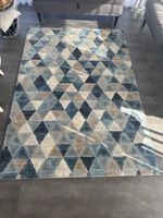 Teppich geometrisch blau beige guter Zustand