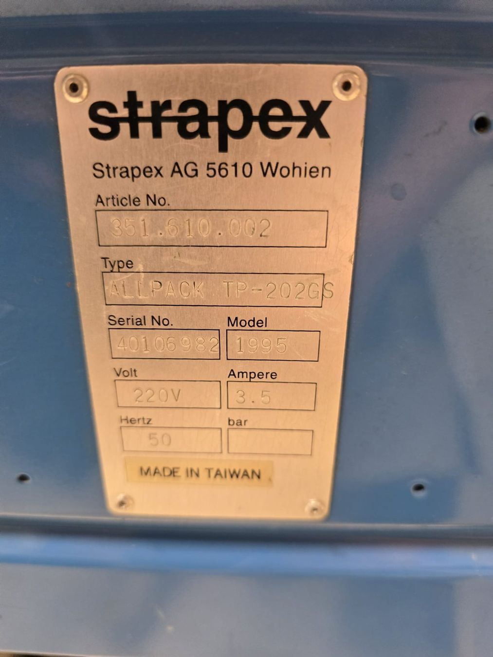 Strapex Macchine rilegatrici: Strapex Allpack TP-502 – Usato da Niederdorf venduto da LeptonAG 6