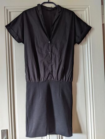COS : Robe-chemise noire bi-matière 36-38