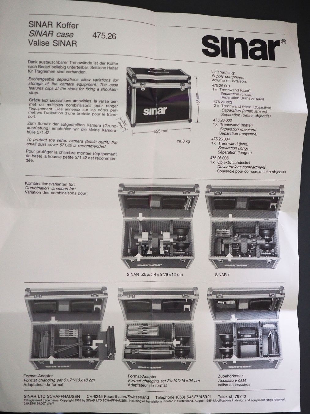 Sinar Fotocamera: Sinar Koffer 475.26 – Difettoso da Zürich venduto da moritz95 5