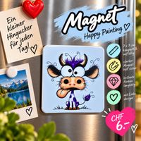Happy Painting Magnet Kuh abstrakt
