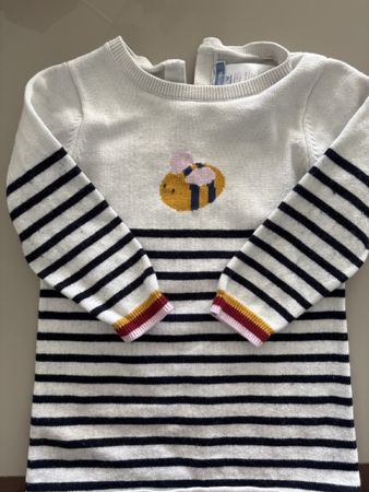 Jacadi dress Baby Girl Bee Motif Striped Size 12M Used