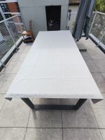 Outdoor Dining Table, Rustic Wood Top, Metal Legs