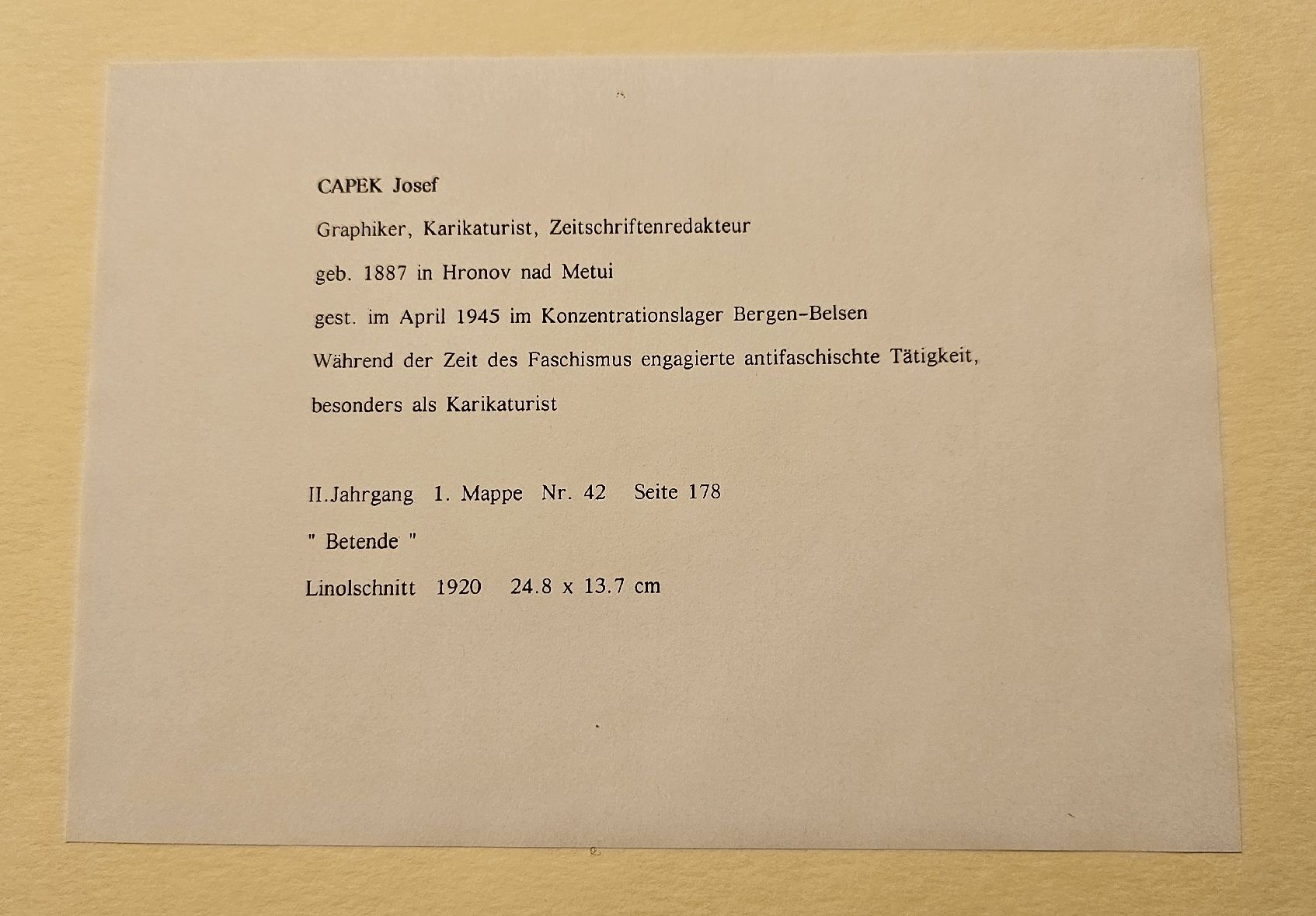 Grafica & Litografie: Josef Capek wichtiger Expressionist 1919 handsign. Kirchner  – Usato da Emmenbrücke venduto da Kunstankaufverkauf 7