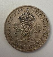 Seltene Two Shillings Münze, Jahrgang 1948