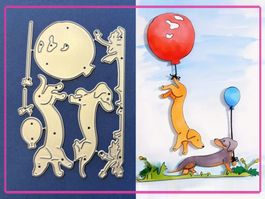 Dackel und Ballons  - Stanzschablonen