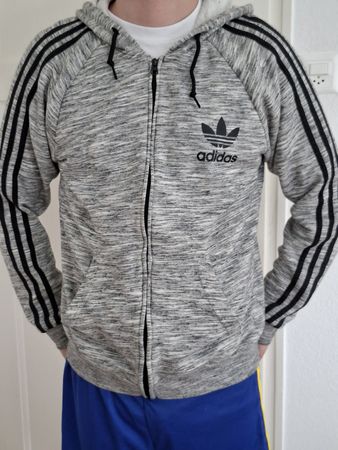 Adidas: Veste de survêtement zippée grise, Taille M