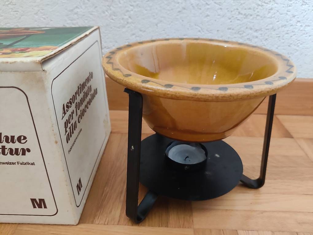 Padelle: Choco-Fondue Set, Retro, Vintage, Keramic, Schweiz – Usato da Meisterschwanden venduto da meisti12 2