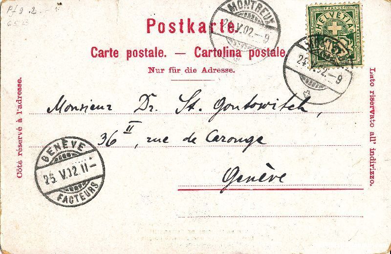 Ansichtskarten: Montreux - Mémoire de Elisabeth + 1902 – Gebraucht aus Emmenbrücke von teestube 1