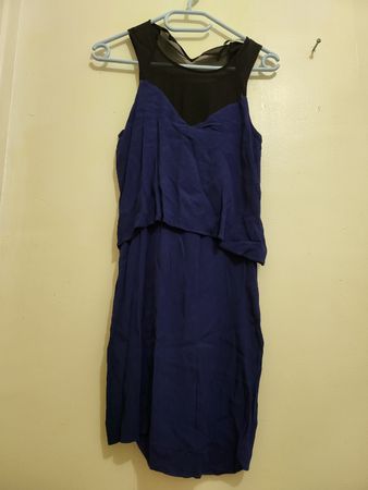Robe Sandro Paris Bleue et Noire, Taille 36 - Été Chic