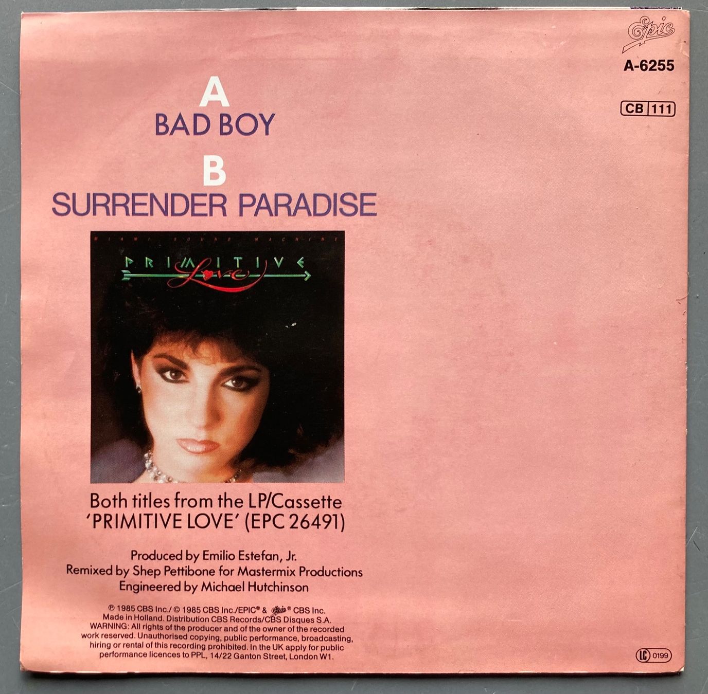 Schallplatten: MIAMI SOUND MACHINE - BAD BOY – Gebraucht aus Poliez-Pittet von Newtown-Records 1