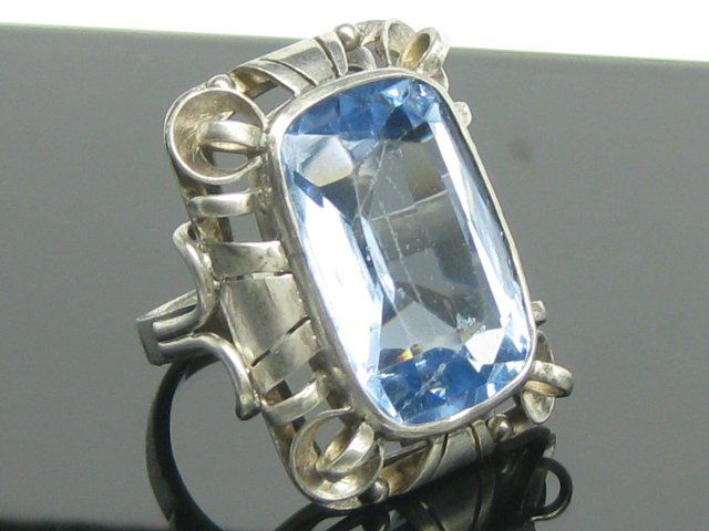 Ringe: Art Deco Ring Silber geprüft blauer Stein antik Gr. 55 – Gebraucht aus Ermatingen von prior_time