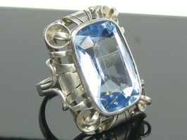Art Deco Ring Silber geprüft blauer Stein antik Gr. 55