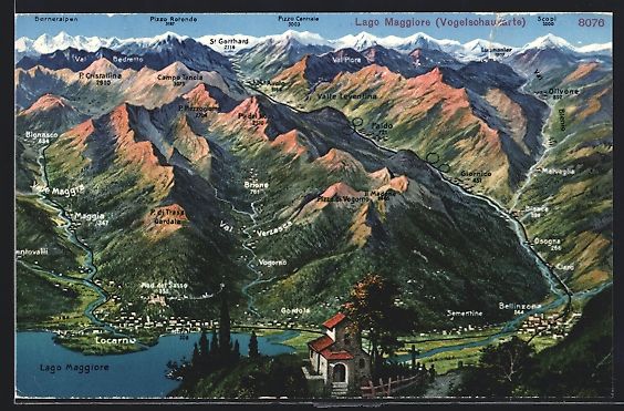 Cartoline postali: Locarno, Lago Maggiore aus der Vogelscha – Usato da Berlin venduto da bartko-reher