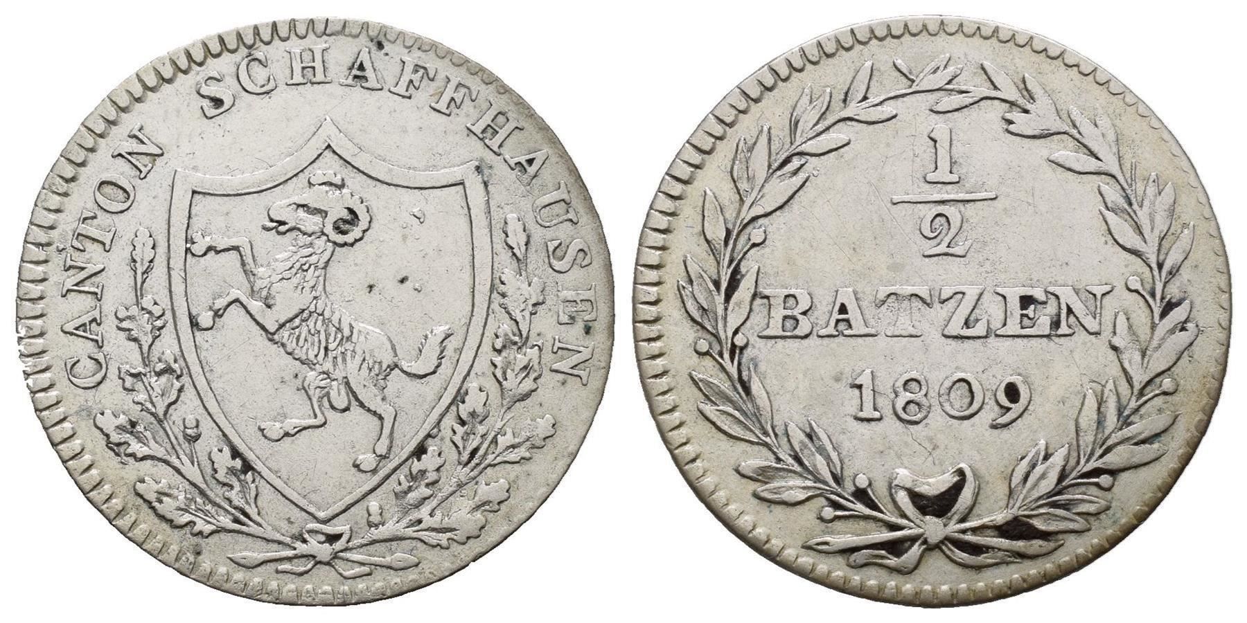 Tutti le monete: Schaffhausen Halbbatzen 1809  /4040 – Usato da Trimbach venduto da Solothurn1