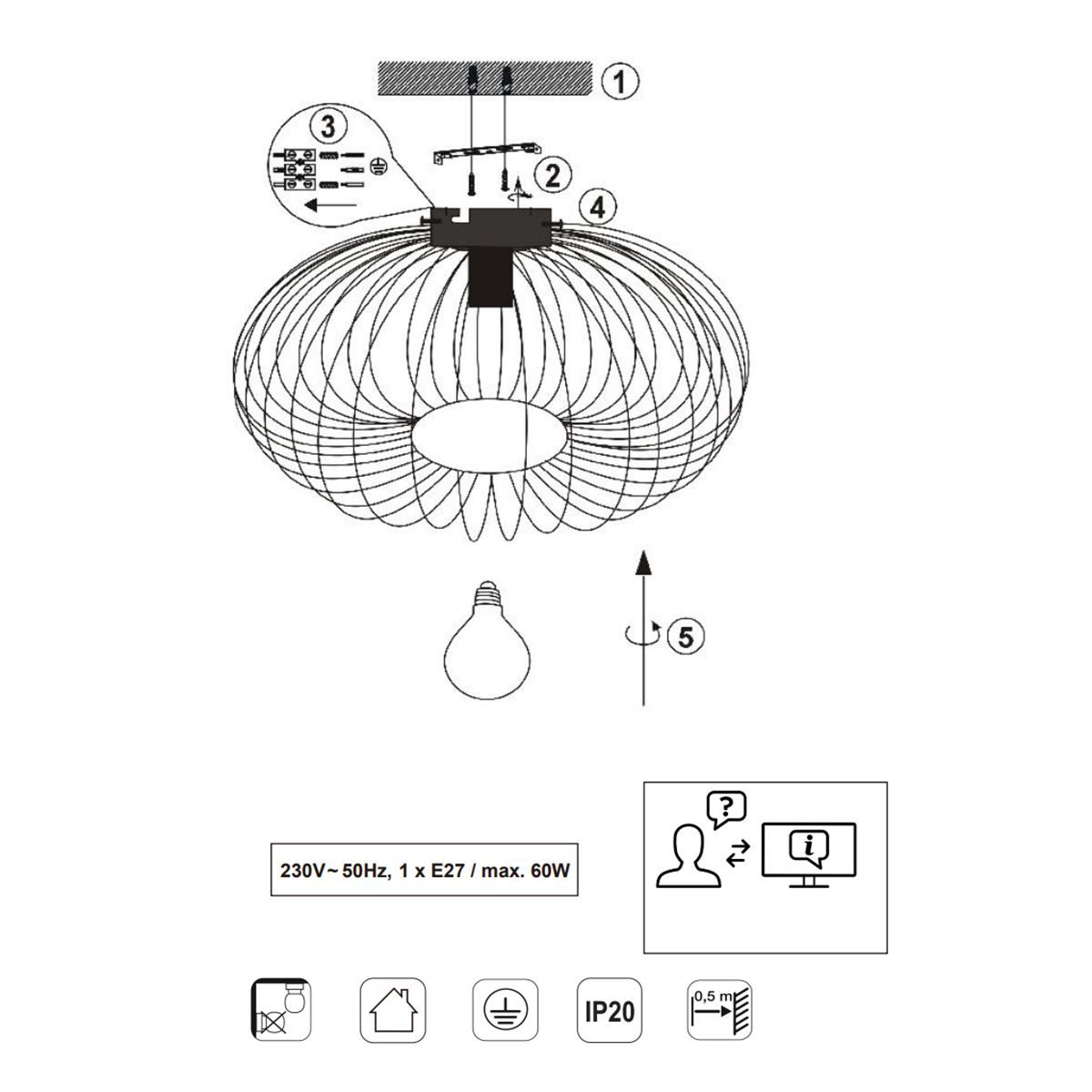 Lampadari & plafoniere: Deckenleuchte, Geflecht-Design, 30 cm Ø – Nuovo (secondo la descrizione) da Kreuzlingen venduto da Smart-Light 5