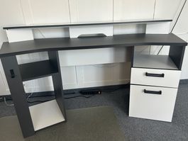 Moderner Computertisch mit Schubladen, Grau/Weiss Top!