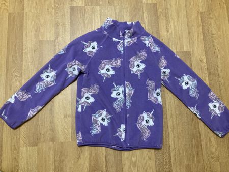 Mädchen Einhorn Fleecejacke Gr. 122/128